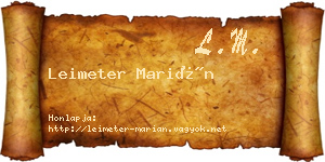 Leimeter Marián névjegykártya